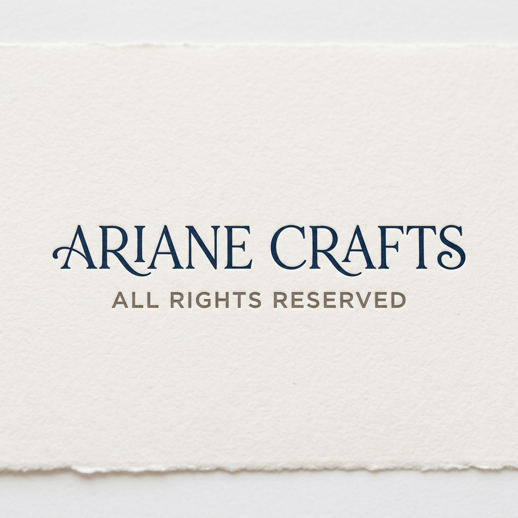 Text reading ARIANE CRAFTS and ALL RIGHTS RESERVED on textured paper